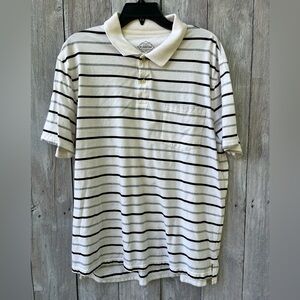 Men’s Saint Johns Bay Short Sleeve Polo Shirt Size Extra Large White Stripes